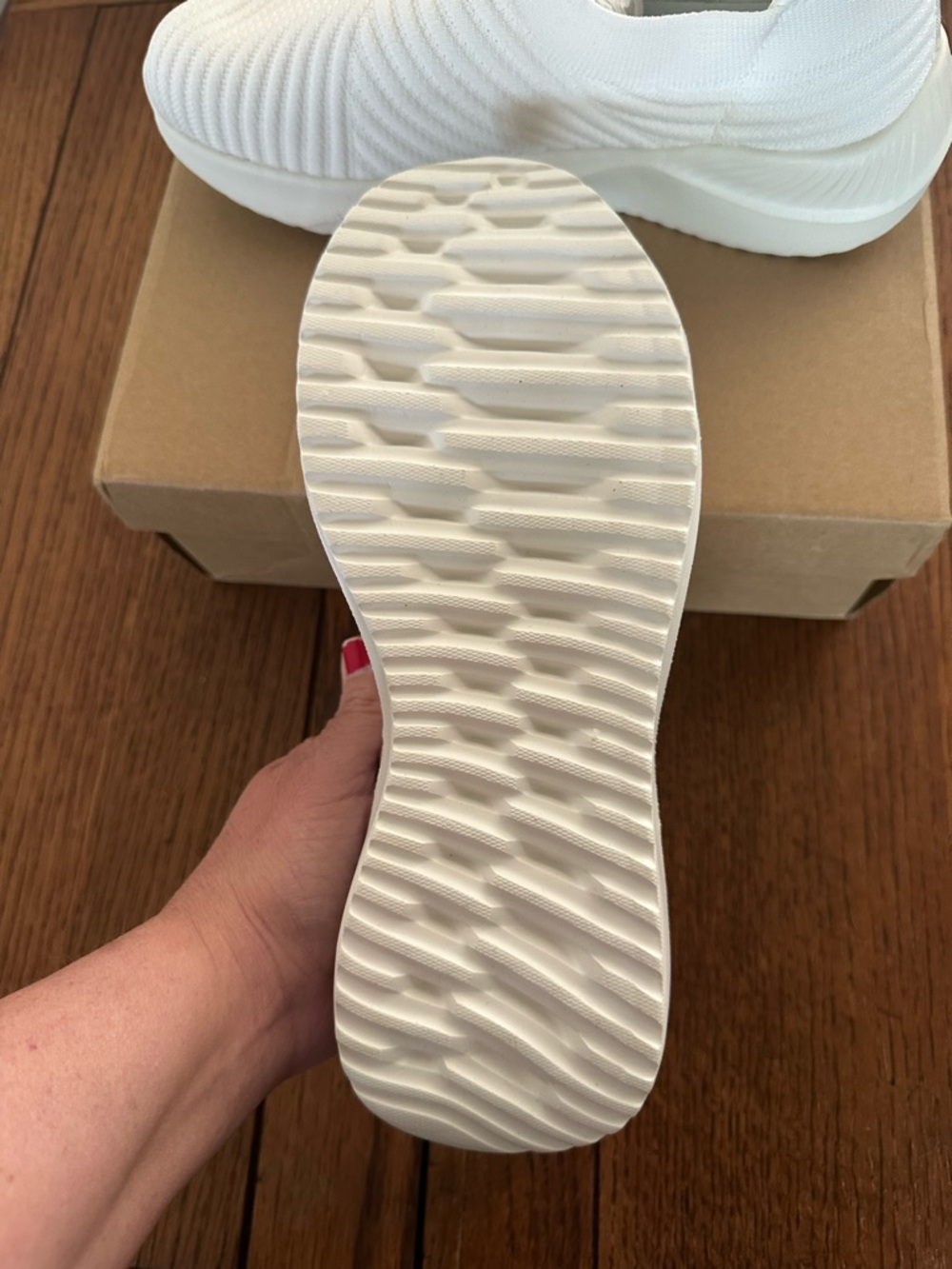 Slip-On Knit White Women's Sneakers - Picture 4 of 6